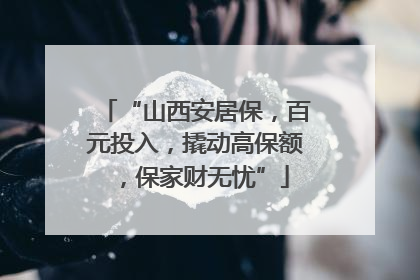 “山西安居保，百元投入，撬动高保额，保家财无忧”