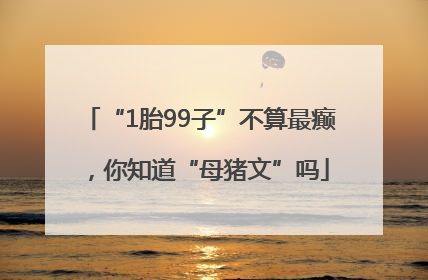 “1胎99子”不算最癫，你知道“母猪文”吗