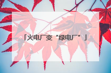 火电厂变“绿电厂”