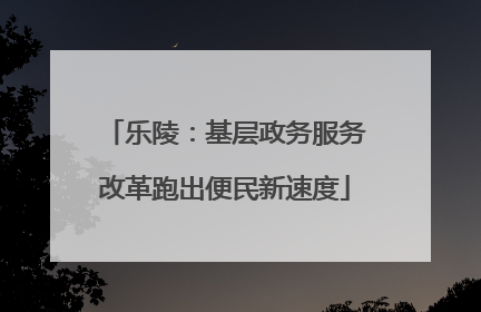 乐陵：基层政务服务改革跑出便民新速度