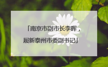 南京市副市长李晖，履新泰州市委副书记