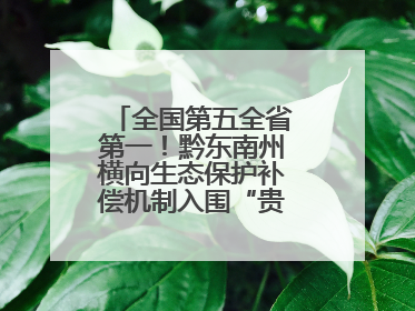 全国第五全省第一！黔东南州横向生态保护补偿机制入围“贵州改革奖”