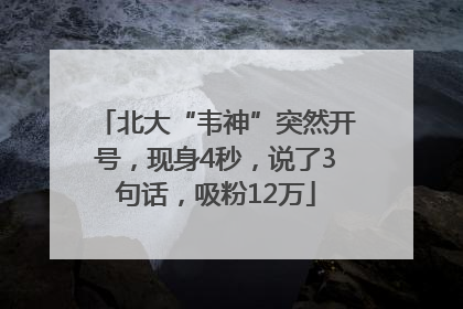 北大“韦神”突然开号，现身4秒，说了3句话，吸粉12万