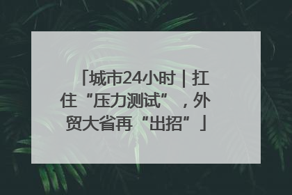 城市24小时｜扛住“压力测试”，外贸大省再“出招”
