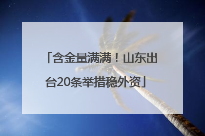 含金量满满！山东出台20条举措稳外资