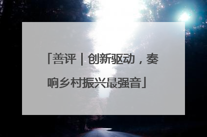 善评｜创新驱动，奏响乡村振兴最强音