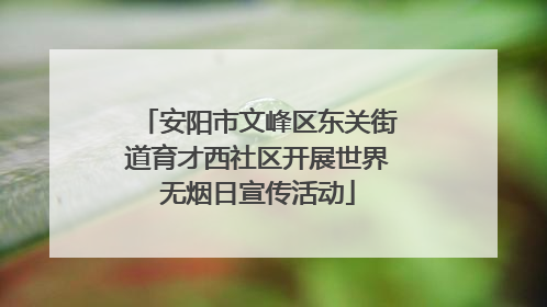 安阳市文峰区东关街道育才西社区开展世界无烟日宣传活动
