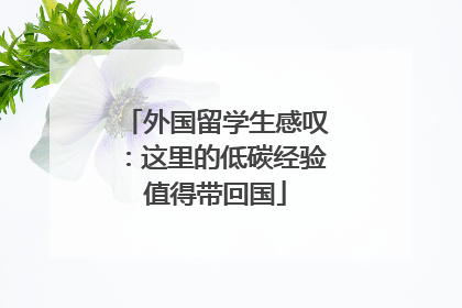 外国留学生感叹：这里的低碳经验值得带回国