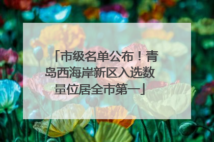 市级名单公布！青岛西海岸新区入选数量位居全市第一