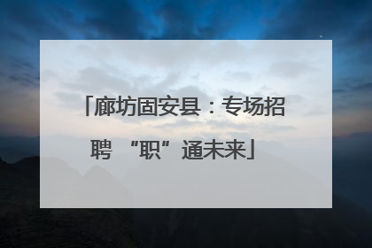 廊坊固安县：专场招聘 “职”通未来