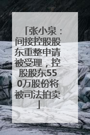 张小泉：间接控股股东重整申请被受理，控股股东550万股份将被司法拍卖