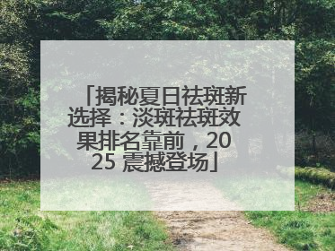 揭秘夏日祛斑新选择：淡斑祛斑效果排名靠前，2025 震撼登场