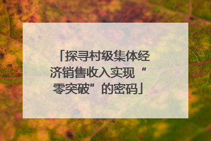探寻村级集体经济销售收入实现“零突破”的密码