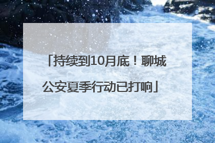 持续到10月底！聊城公安夏季行动已打响