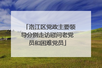 洛江区党政主要领导分别走访慰问老党员和困难党员