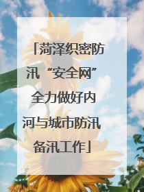 菏泽织密防汛“安全网” 全力做好内河与城市防汛备汛工作