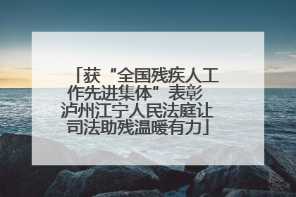 获“全国残疾人工作先进集体”表彰 泸州江宁人民法庭让司法助残温暖有力