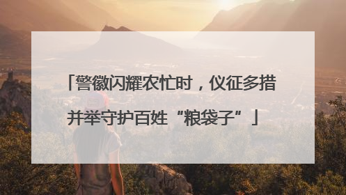 警徽闪耀农忙时，仪征多措并举守护百姓“粮袋子”