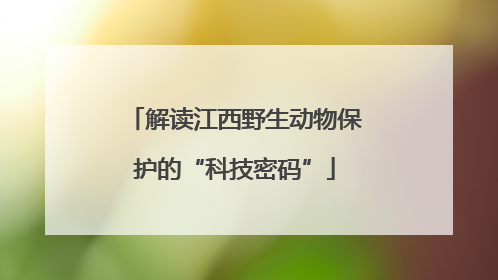 解读江西野生动物保护的“科技密码”