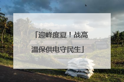 迎峰度夏！战高温保供电守民生