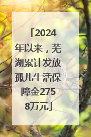 2024年以来，芜湖累计发放孤儿生活保障金2758万元