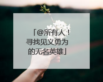 @所有人！寻找见义勇为的无名英雄